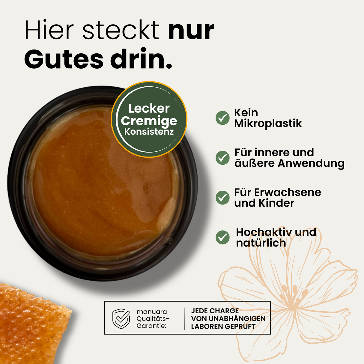 Premium Manuka-Honig MGO 800+ im lichtundurchlässigen Glas